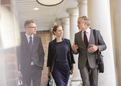 Group of coworkers walking together